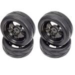 Apex  1/10 On-road Black 5 Spoke Wheels and V Tread Rubber Tire (APX5000)