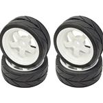 Apex  1/10 On-road White 5 Spoke Wheels and V Tread Rubber Tire (APX5015)