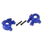 Traxxas TRA9037X Steering blocks, extreme heavy duty, blue (left & right)/ 3x20mm BCS (2) (for use with #9080 upgrad)