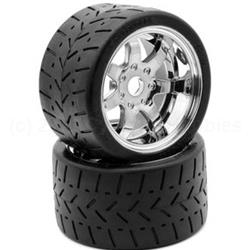 1/8 Gripper 54/100 Belted Mounted Tires 17mm Chrome Wheels