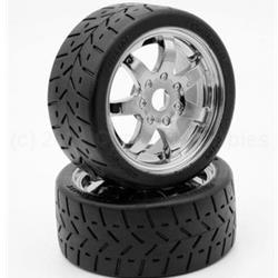 1/8 Gripper 42/100 Belted Mounted Tires 17mm Chrome Wheels