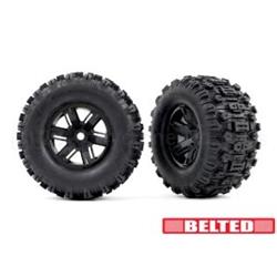 Tires & Wheels, Assembled, Glued (x-maxx® Black Wheels, Sledgehammer® Belted Tires, Dual Profile (4)