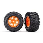 Traxxas TRA7772T Tires / wheels, assembled, glued (X-Maxx® orange wheels, Maxx® AT tires, (left / right)