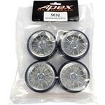 Apex APX5032 1/10 On-road Chrome Mesh Wheels & Drift Tire Set