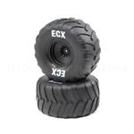 Electrix ECX43016 R/L Premounted Tire, Black Whl (2): 1/10 2WD AMP Crush
