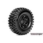 Rhythm 1/10 Short Course Tires, Mounted on Black Wheels, 12mm Hex (1 pair)
