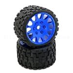 PowerHobby PHBPHT1131SB Scorpion Belted Monster Truck Tires / Wheels, 17mm Hex (2) Sport-Blue