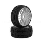 GRP GRPGTK01S07 TO1 Revo Belted Pre-Mounted 1/8 Buggy Tires (Silver) (2) (S7) w/17mm Hex
