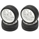 Apex APX5017 1/10 On-road White Mesh Wheels & V Tread Rubber Tire Set #5017