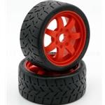 PowerHobby PHBPHT5101R 1/8 Gripper 42/100 Belted Mounted Tires 17mm Red Wheels