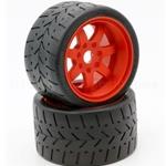 PowerHobby PHBPHT5102R 1/8 Gripper 54/100 Belted Mounted Tires 17mm Red Wheels