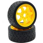 PowerHobby PHBPHT5101Y 1/8 Gripper 42/100 Belted Mounted Tires 17mm Yellow