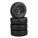 JConcepts SCX24 1.0" Tusk Pre-Mounted Tires w/Glide 5 Wheels (4) (Black) (Gold) w/7mm Hex