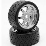 1/8 Gripper 42/100 Belted Mounted Tires 17mm Chrome Wheels