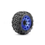 1/10 ST 2.8 EX-Rockform Tires Mounted on Metal Blue Claw Rims, Medium Soft, Glued, 12mm 1/2" Offset