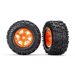 Tires / wheels, assembled, glued (X-Maxx® orange wheels, Maxx® AT tires, (left / right)