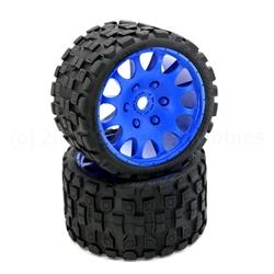 Scorpion Belted Monster Truck Tires / Wheels, 17mm Hex (2) Sport-Blue