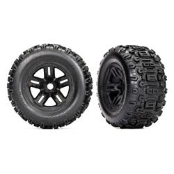 Tires And Wheels, Assembled, Glued (3.8" Black Wheels, Sledgehammer® Tires, Foam Inserts) (2)
