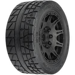1/6 Menace HP BELTED Fr/Rr 5.7" MT Tires Mounted 24mm Blk Raid (2)