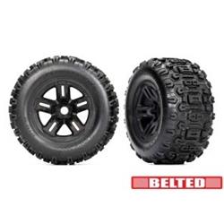 Tires & Wheels, Assembled, Glued (3.8" Black Wheels, Belted Sledgehammer® Tires, Foam Inserts) (2)