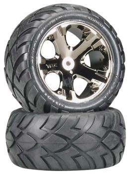 Traxxas  All-Star Black Chrome Wheels w/ Anaconda Tires (1 pair) (TRA3773A)